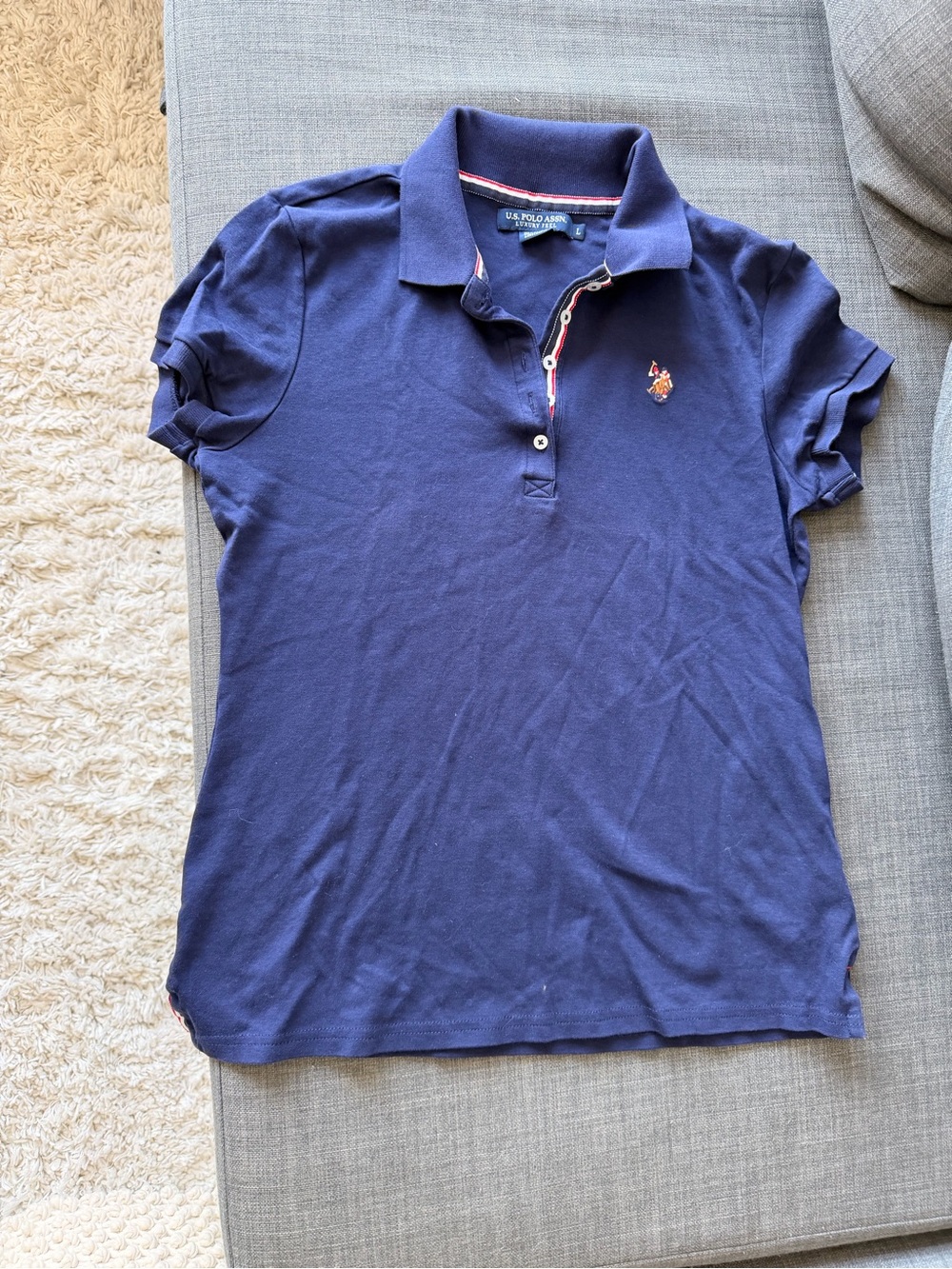 U.S. Polo Assn. Girls Navy Short-Sleeve Polo
